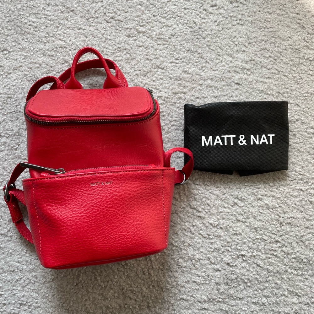 Matt & Nat Red Mini Backpack Crossbody